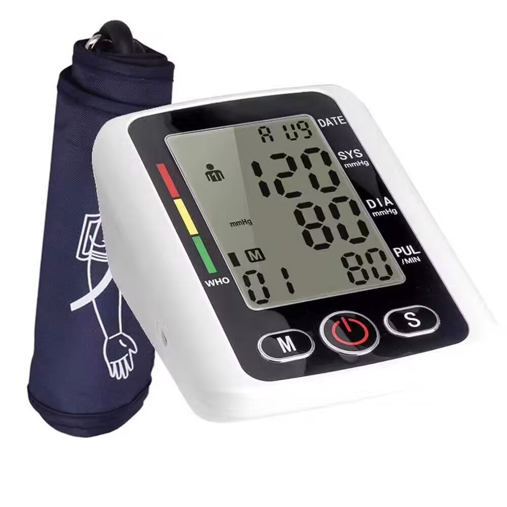 Automatic Upper Arm Blood Pressure Monitor Pulse Meter BP Machine Voice Talking