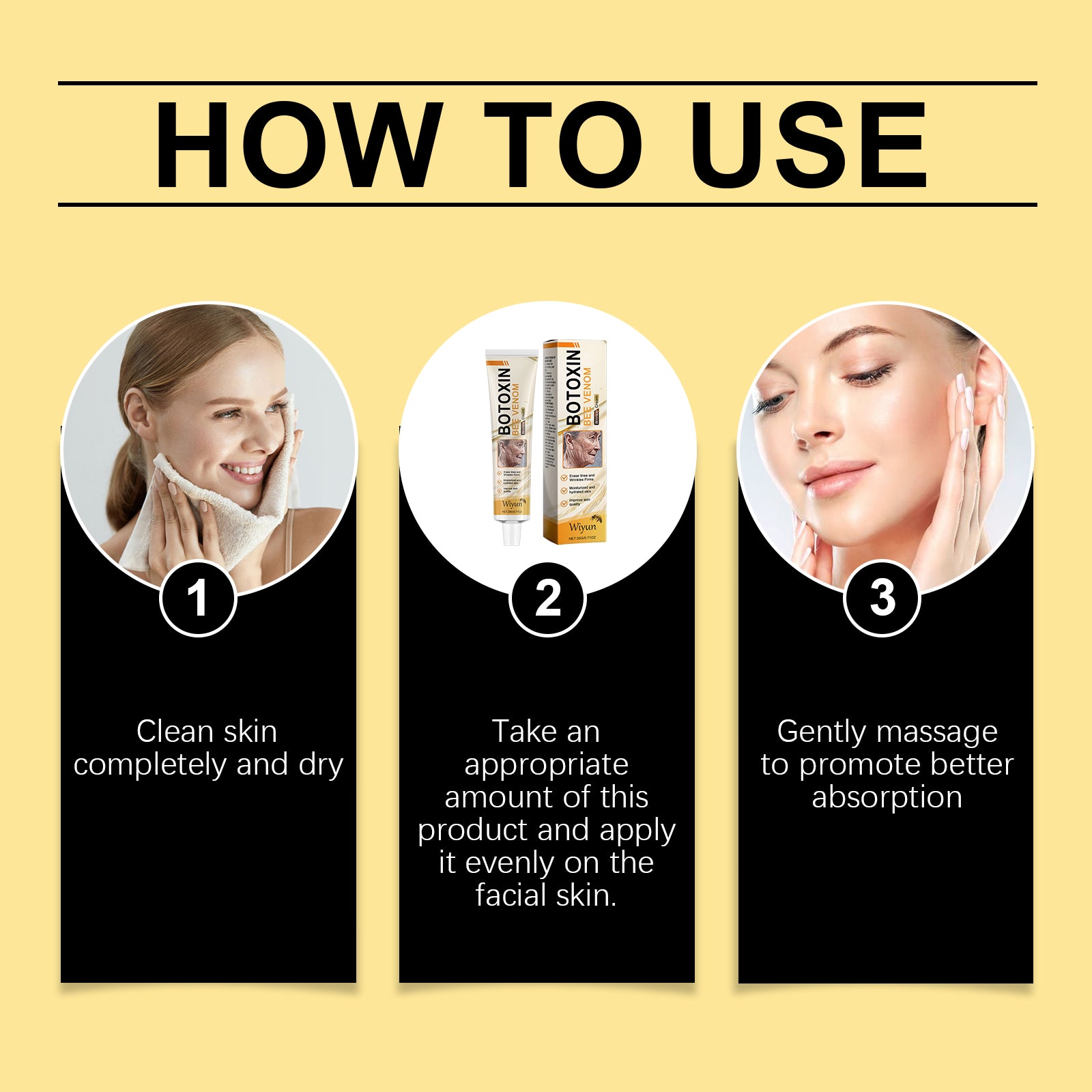 Wiyun Bee Venom Skin Care Cream, Gentle Nourishing Care Facial Skin Moisturizing Hydrating Tender Skin Care Cream