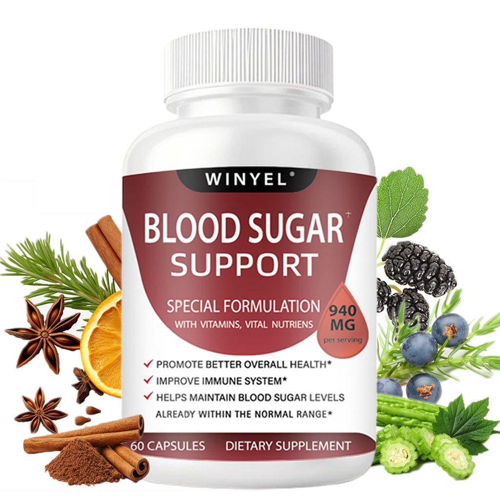Suplemento premium puro Blood Sugar Complex: favorece niveles normales de azúcar en sangre. Natural. Con canela, melón amargo, cromo, mora y ácido alfa lipoico. Sin OMG. 60 cápsulas.
