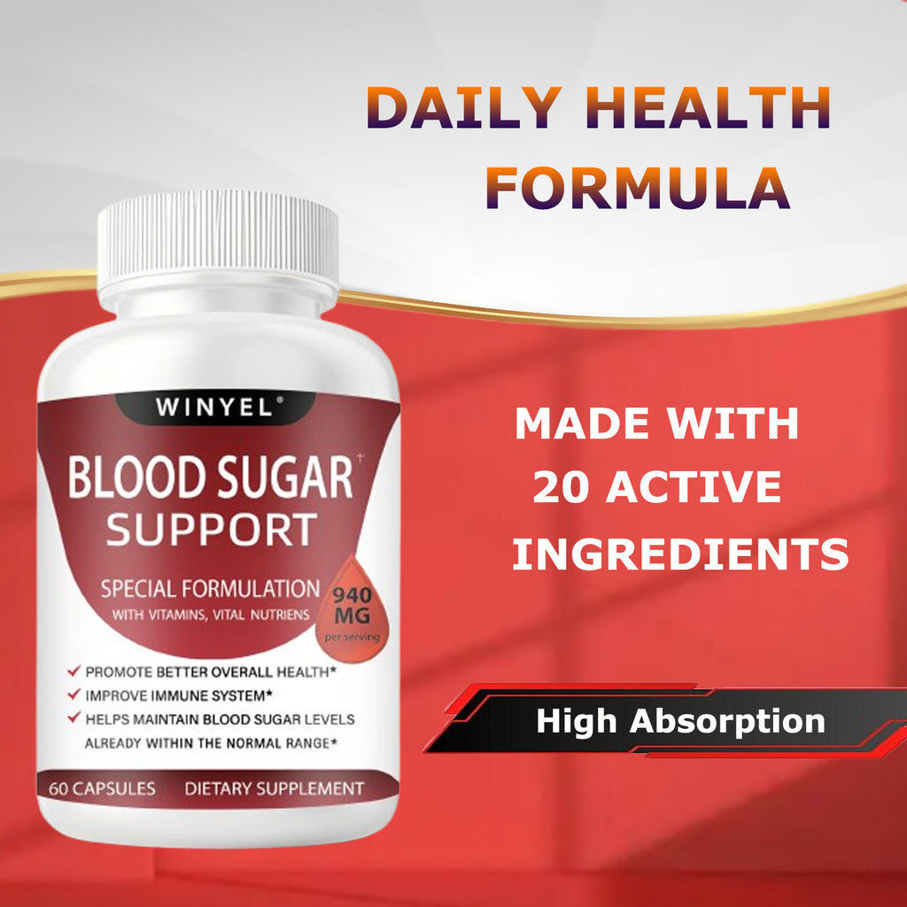 Suplemento premium puro Blood Sugar Complex: favorece niveles normales de azúcar en sangre. Natural. Con canela, melón amargo, cromo, mora y ácido alfa lipoico. Sin OMG. 60 cápsulas.